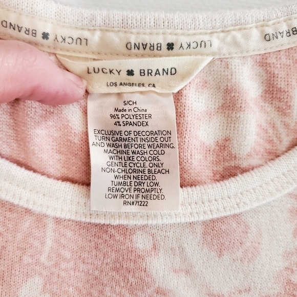 1299 * Lucky Brand Super Soft Floral Pajama Top Pink White Size S - Picture 3 of 5